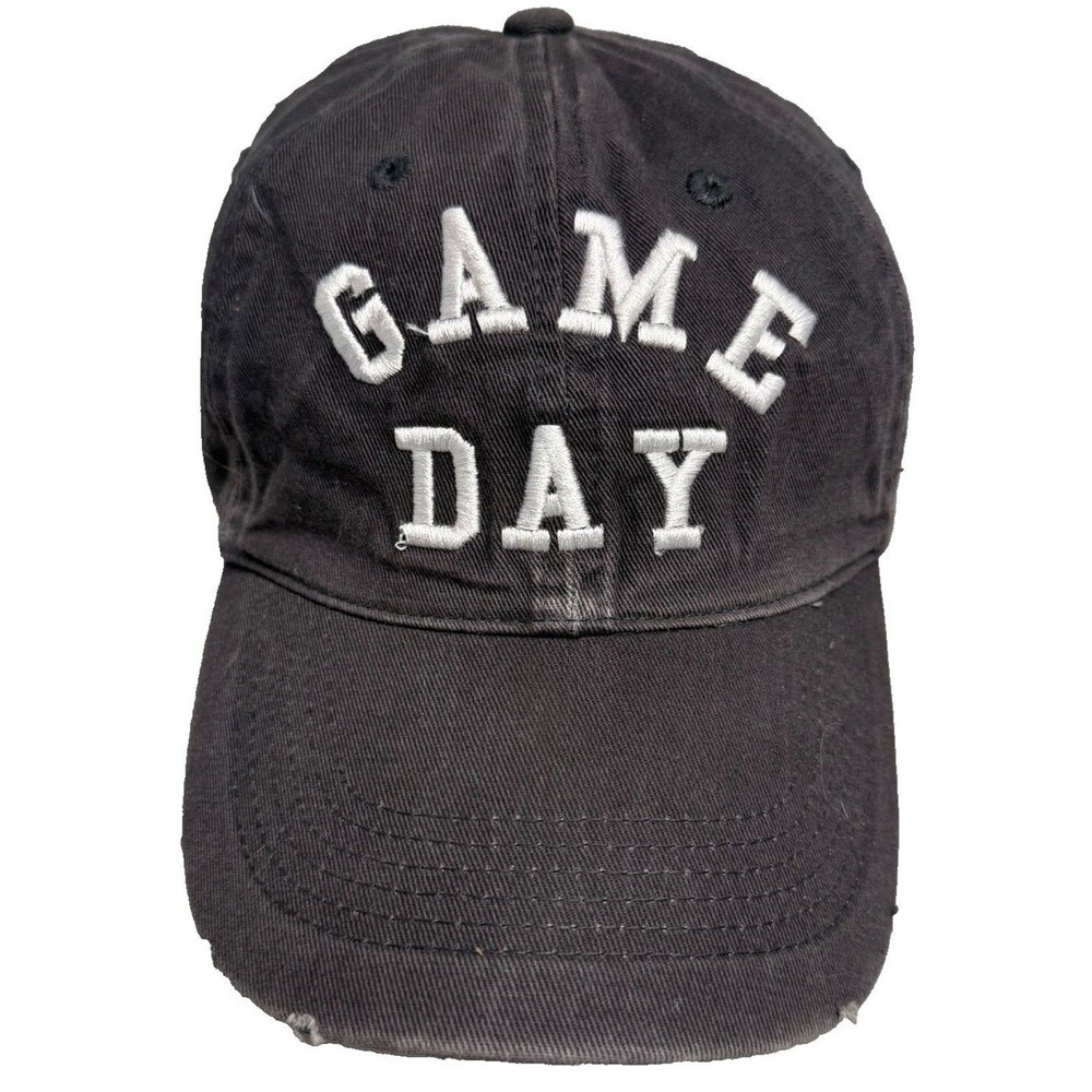 Game Day by Express Womens Hat Cap Strap-Back Charcoal Denim Cotton One-Size-